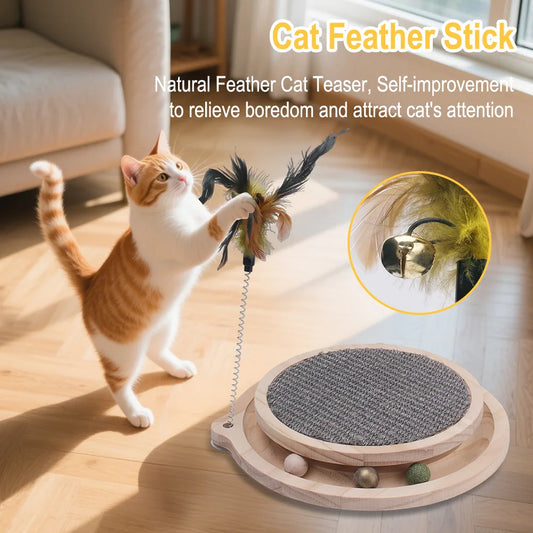 Sisal Cat Scratcher with Ball Track – Interactive Hunting Toy