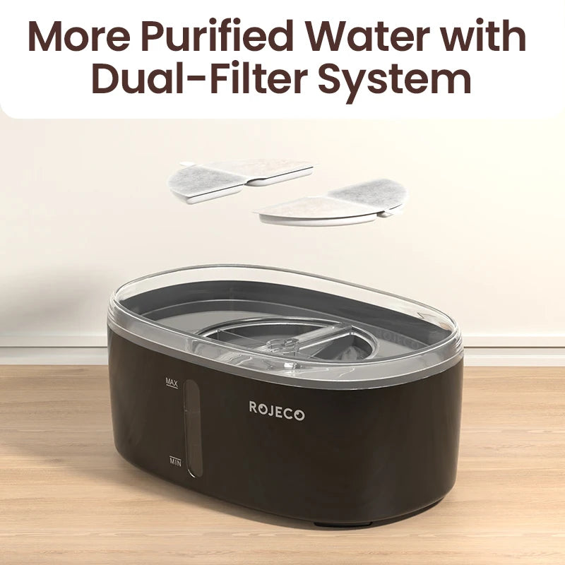ROJECO 2.5L Cat Water Fountain – Smart Dual Bowl Drinker for Multiple Cats & Kittens