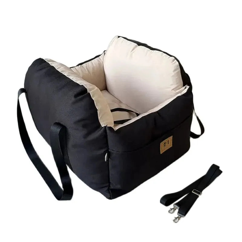 Portable Dog Car Seat Booster Bed with Storage Pockets