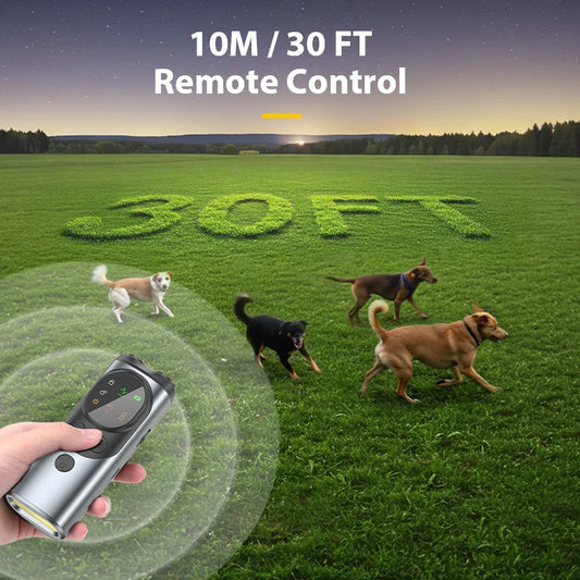 Ultrasonic Dog Repeller & Anti-Bark Deterrent – Rechargeable with LED