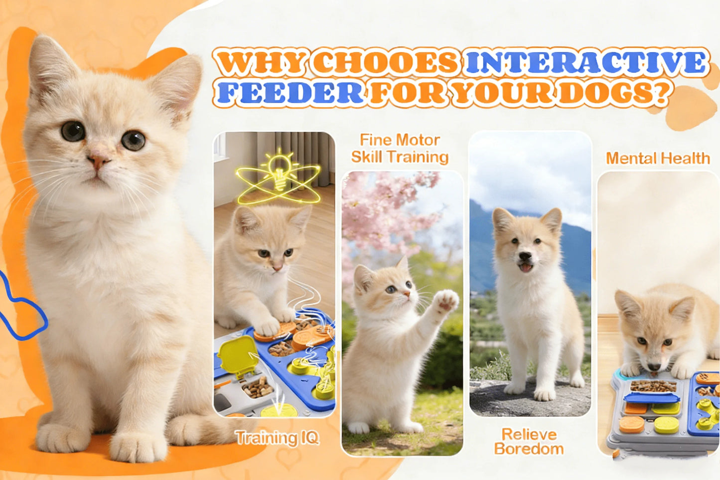 Cat Slow Feeder Treat Dispenser – Interactive Training Toy