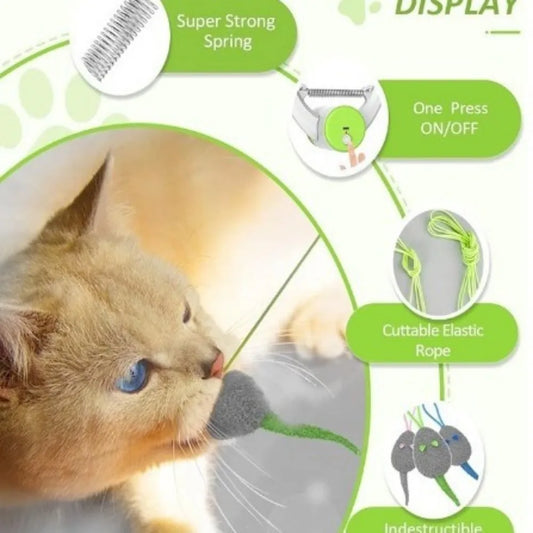 Door Hanging Automatic Rebound Cat Toy with 3 Mice Long Rope Teasing Cat Electric Cat Interactive Toy for Indoor Door and Table