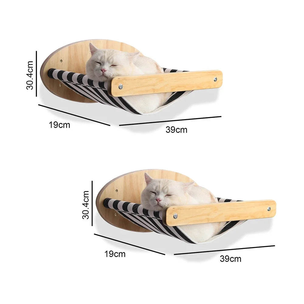Wall-Mounted Cat Climbing Shelves with Hammock & Steps