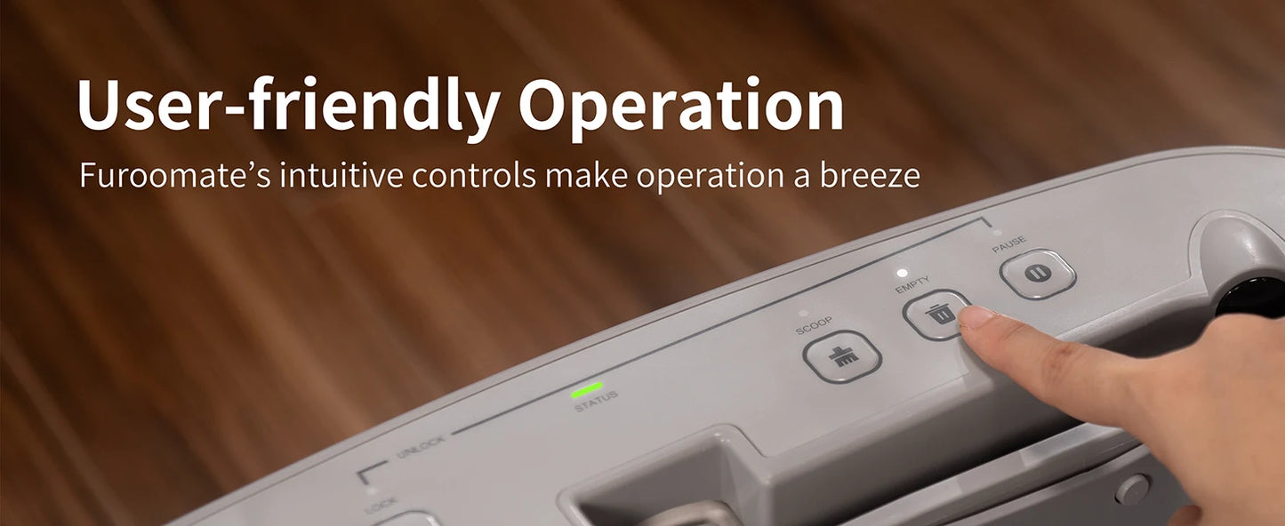 Waggy Tail Smart self-cleaning open-top cat litter box with odor control and safety sensors, designed for easy maintenance.