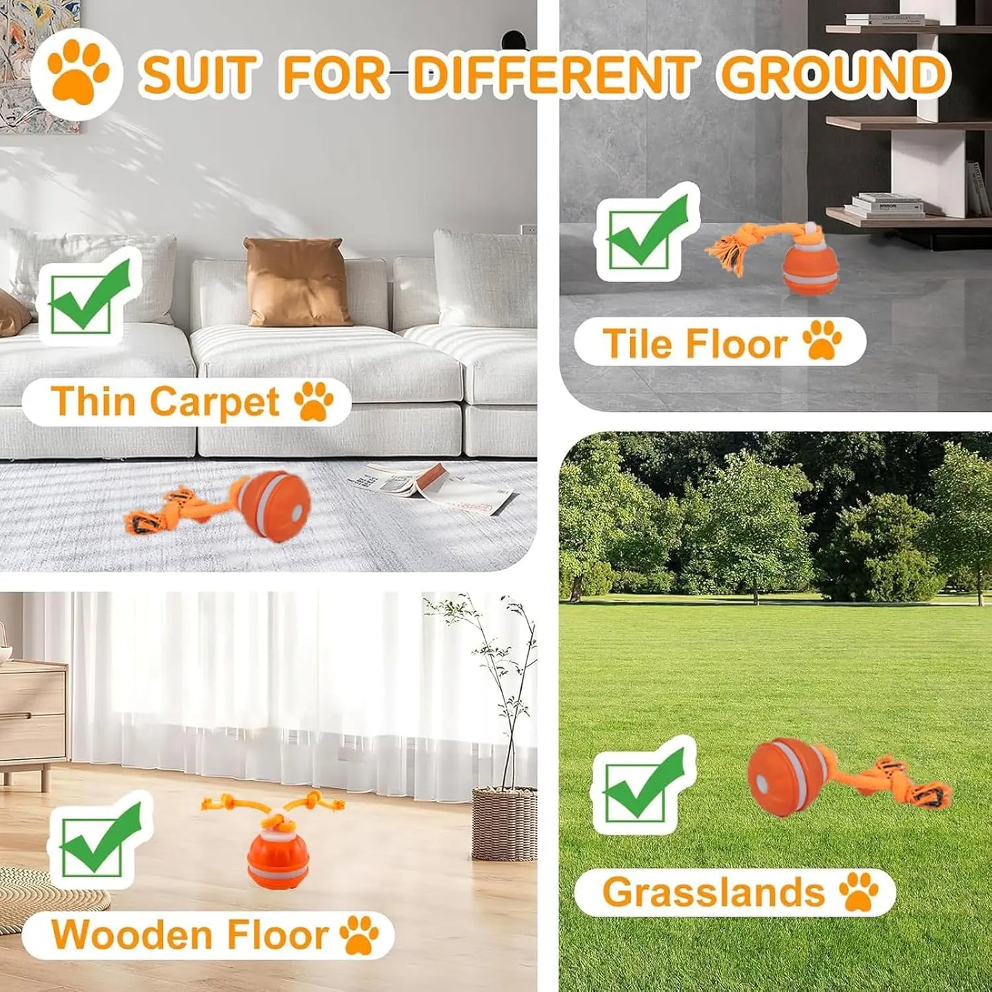 Electronic Rolling Dog Toy Ball with Rope