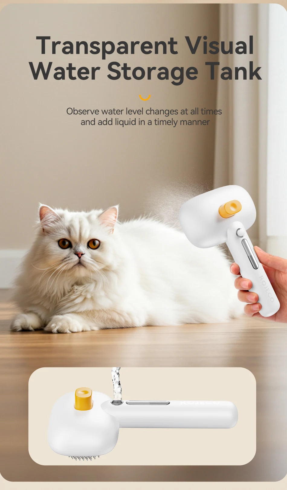 Electric Spray Pet Grooming Brush – Water Mist, Hair Removal