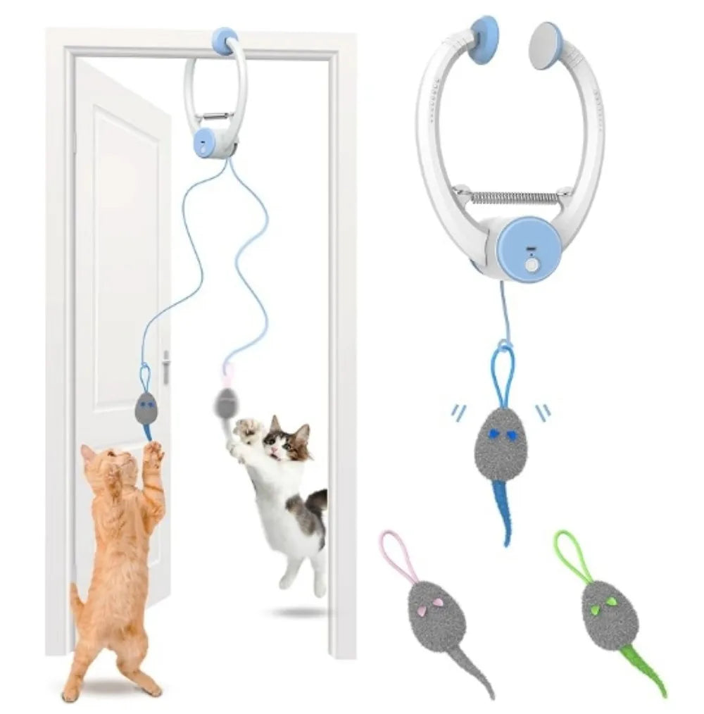 Door-Hanging Auto Cat Toy – 3 Mice, Electric Teaser