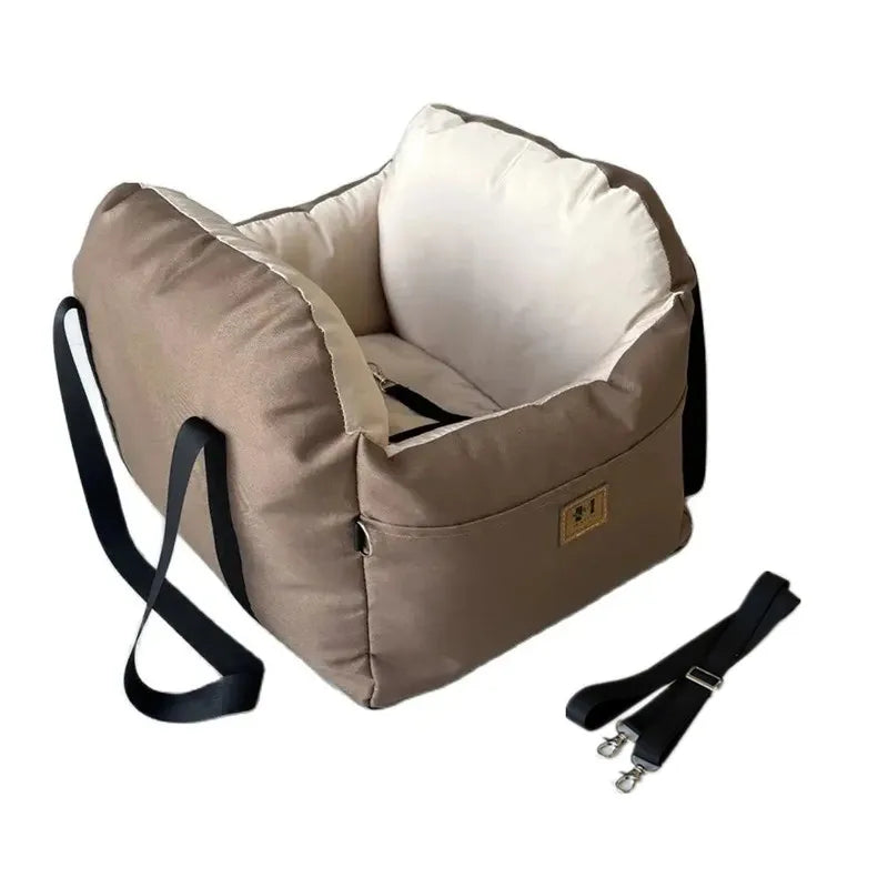 Portable Dog Car Seat Booster Bed with Storage Pockets