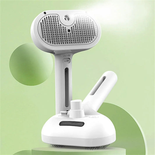 Steamy Dog Brush Electric Spray Cat Hair Brush 3 in1 Dog Steamer Brush for Massage Pet Grooming Removing Tangled and Loose Hair