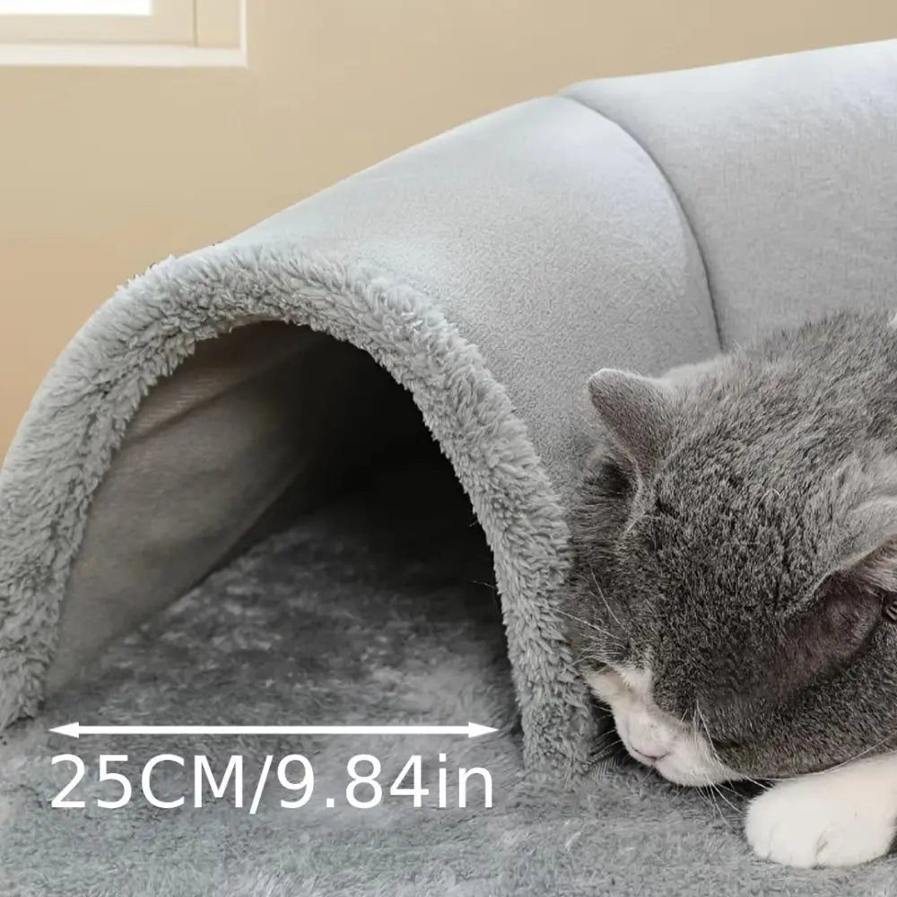 U-Shape Cat Tunnel Bed – Washable, Non-Slip Base
