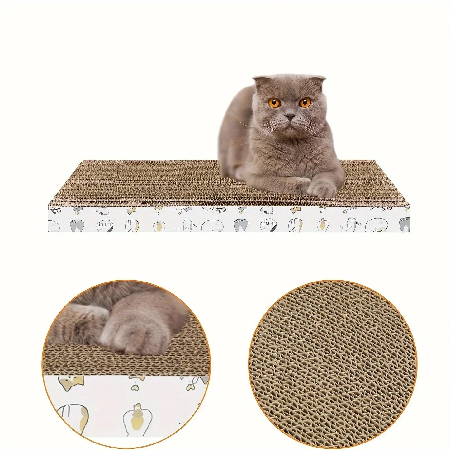 1 pcs Extra-Durable Cat Scratching Pad - Thick, Non-Shedding Corrugated Cardboard with Wave Design for Indoor Cats