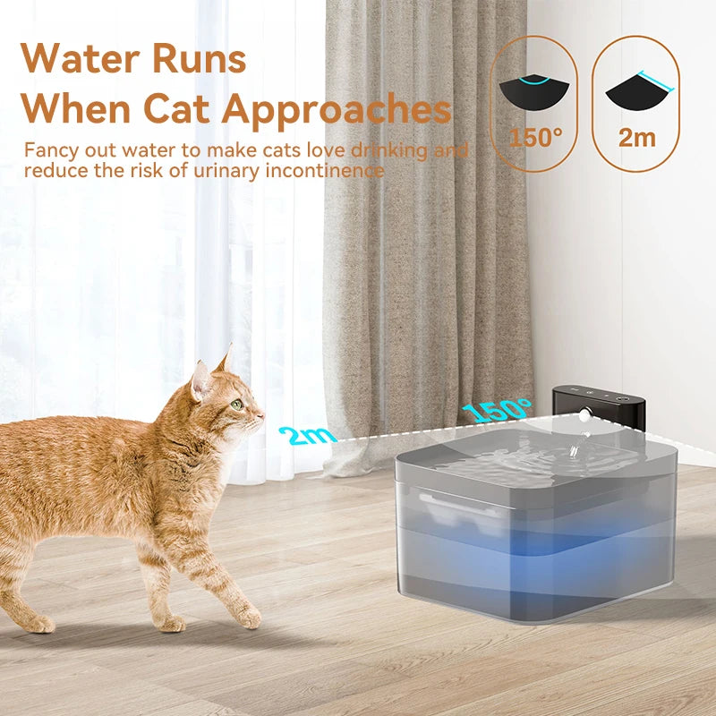 Wireless Auto Cat Water Fountain – Silent Pump, Fresh Filtered Water for Cats