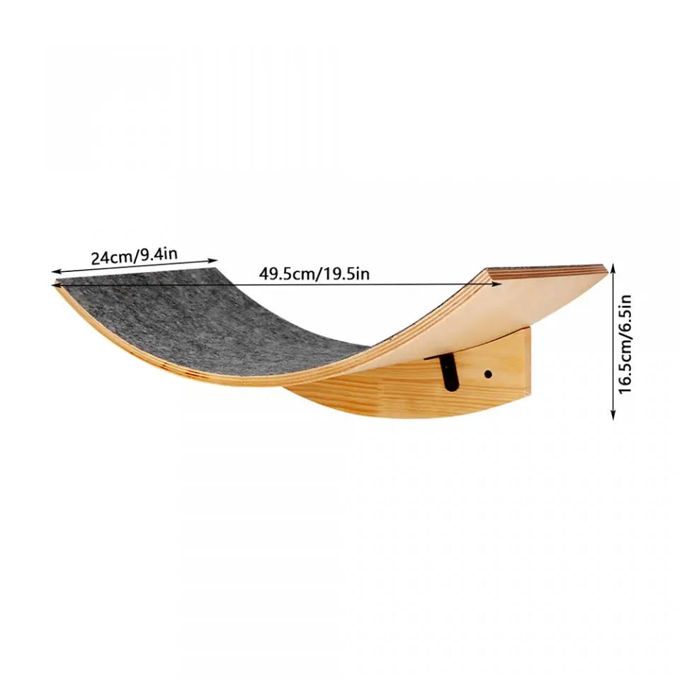 Wall-Mounted Wooden Cat Shelves with Sisal Post & Hammock