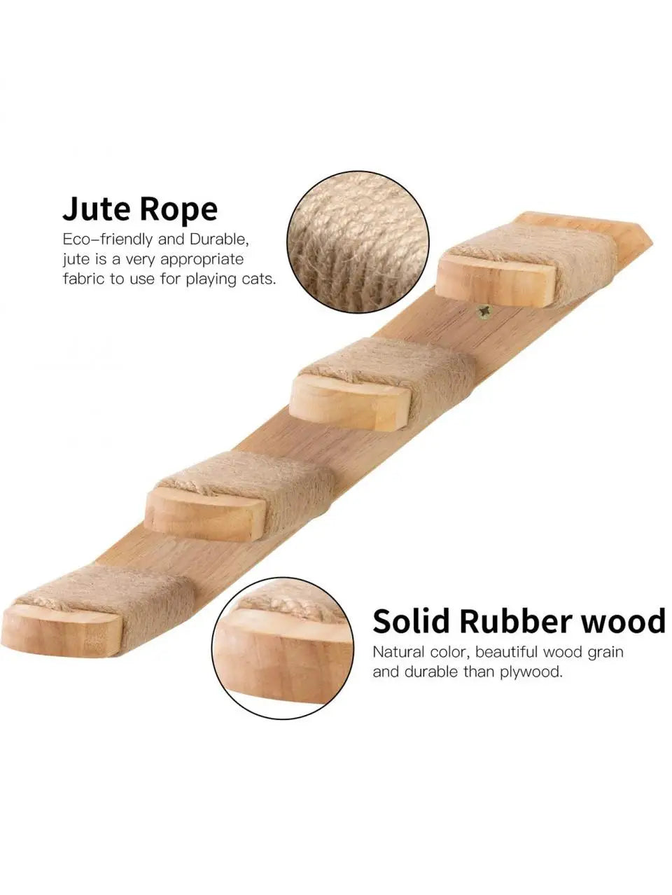 Wooden Cat Tree Tower Cat Climbing Scratching Post Stairs Hammock Hiding House Indoor Playground Cat Walkway Wall Pet Furniture