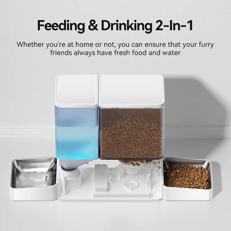 ROJECO 8.5L Auto Pet Feeder & 3.5L Water Fountain – WiFi App, Gravity Drinker