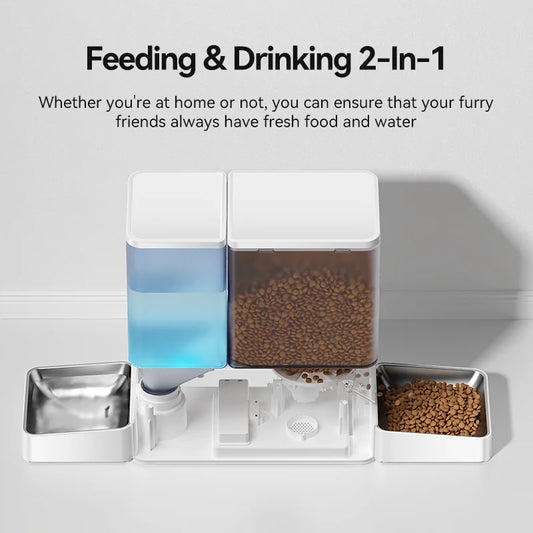 ROJECO 8.5L Auto Pet Feeder & 3.5L Water Fountain – WiFi App, Gravity Drinker