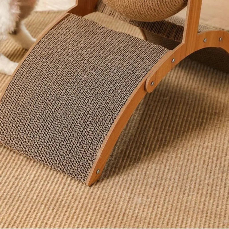2 In 1 Wooden Cat Scratching Ball Sisal Scratch Board Durable Solid Wood Scraper For Cats