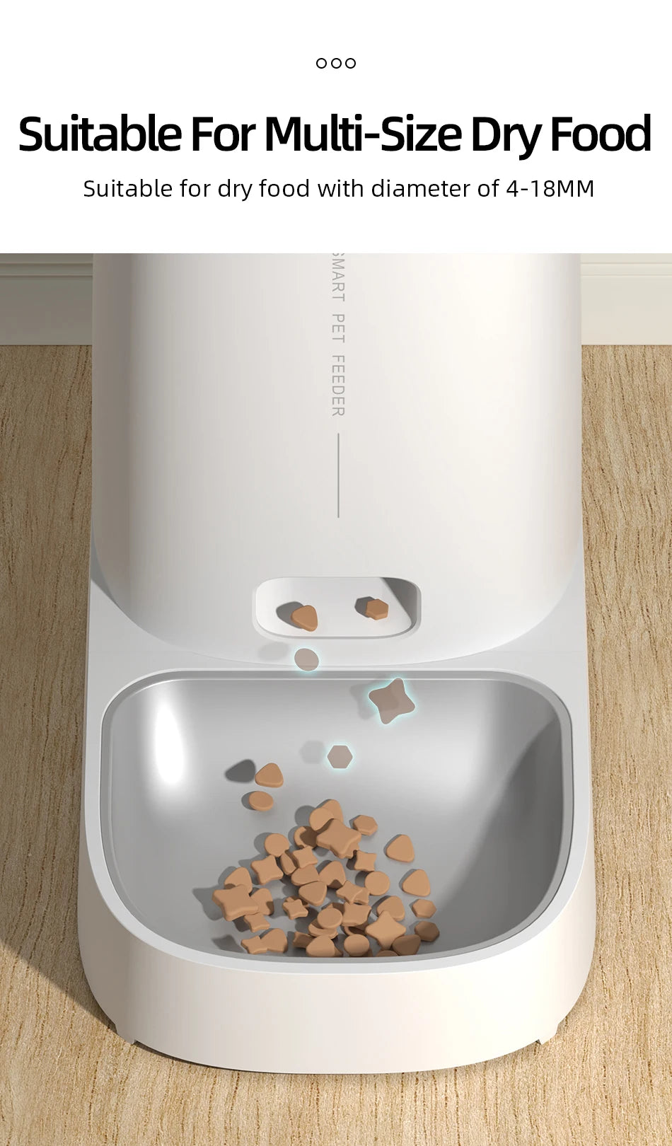 ROJECO Auto Cat Feeder – WiFi App, Remote Control, Dry Food Dispenser for Cats & Dogs