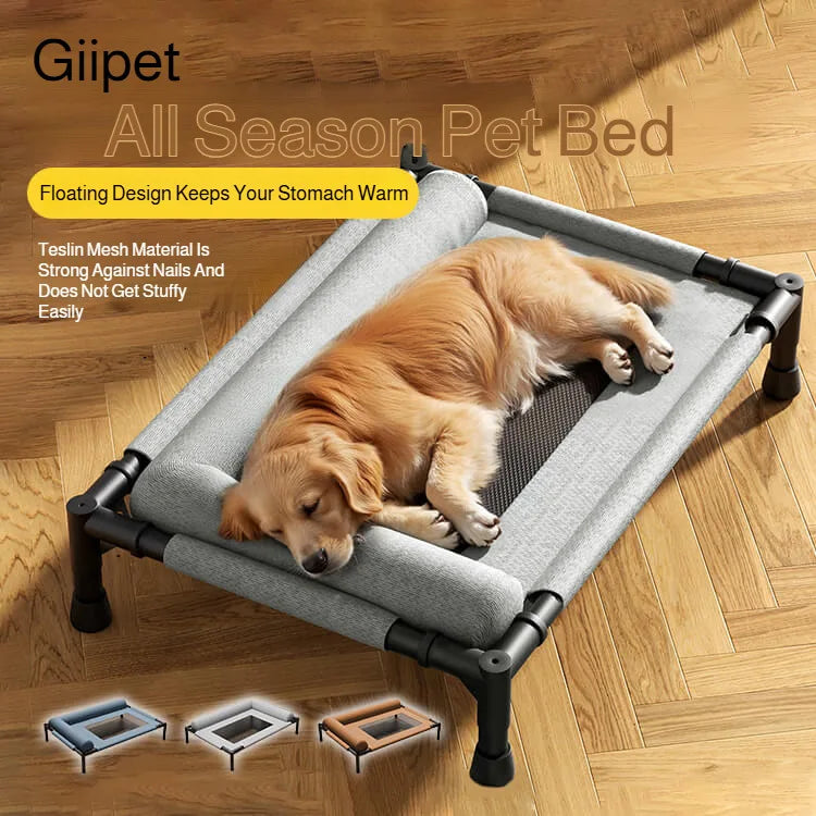 Raised Breathable Mesh Pet Bed with Pillow – Cats & Dogs