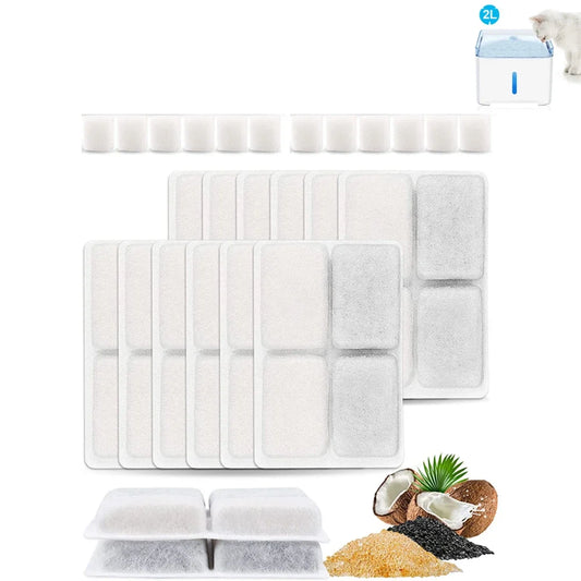 Waggy Tail 2L cat water fountain replacement filters with coconut activated carbon for fresh, clean drinking water.