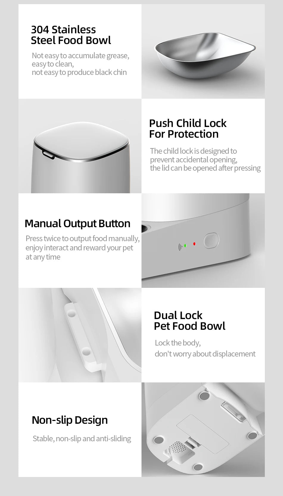 ROJECO Auto Cat Feeder – WiFi App, Remote Control, Dry Food Dispenser for Cats & Dogs