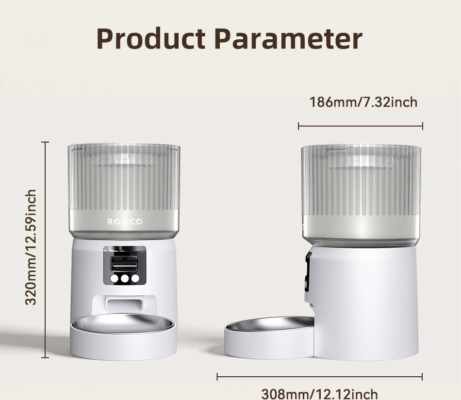 ROJECO 4L Auto Pet Feeder with Camera – WiFi, Video & Voice Recorder