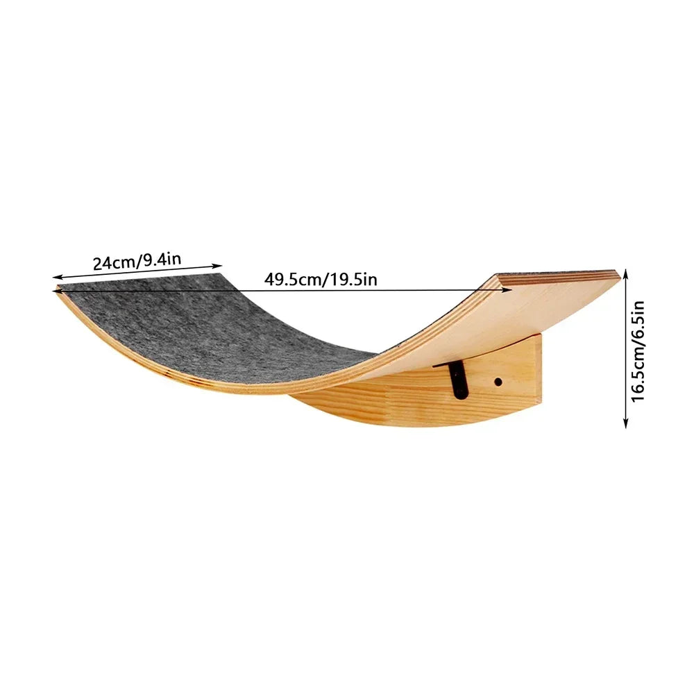 Wall-Mounted Wooden Cat Shelves with Sisal Post & Hammock