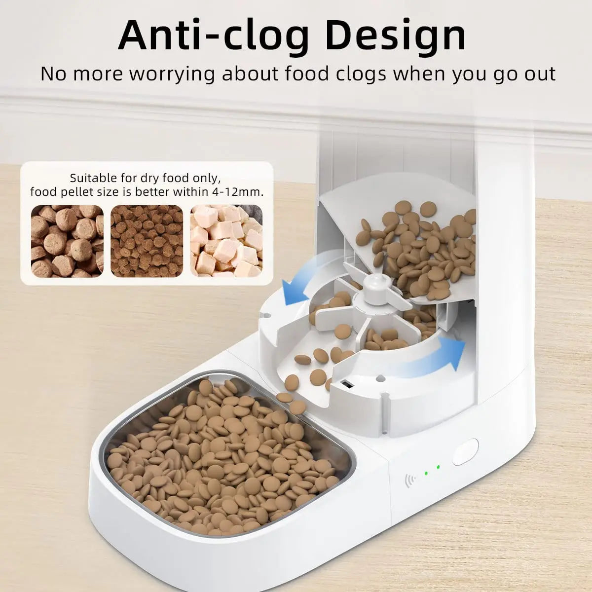ROJECO Auto Cat Feeder – WiFi App, Remote Control, Dry Food Dispenser for Cats & Dogs