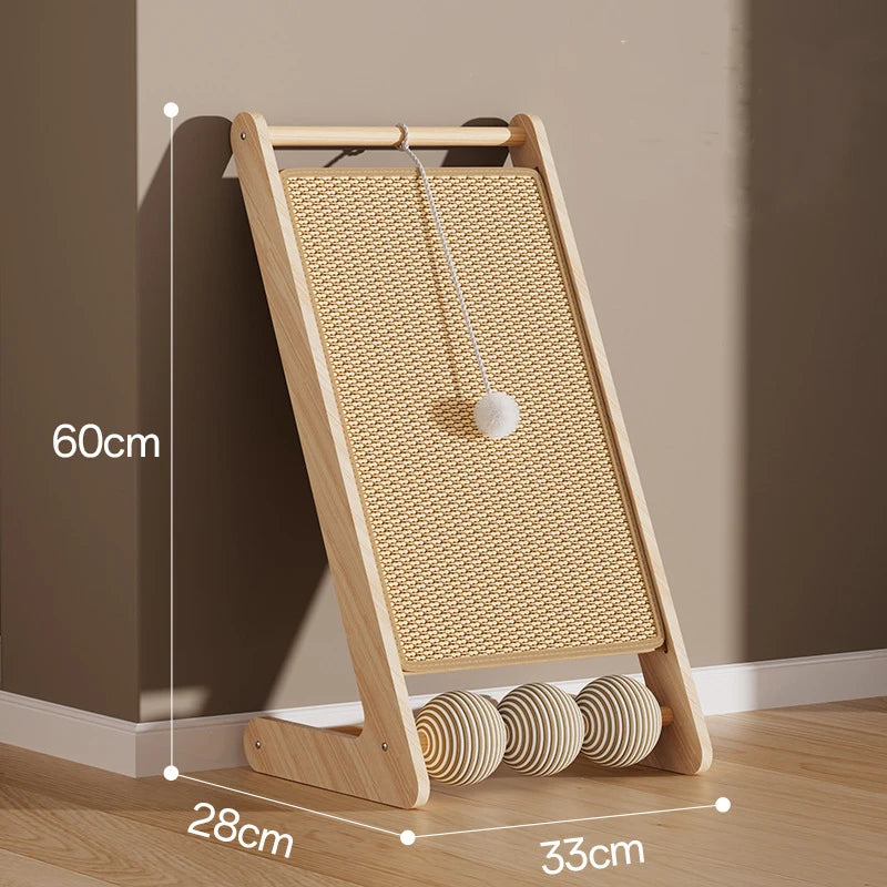 Wooden Sisal Cat Scratching Pads Vertical Cats Scratcher Post Detachable Wear-resistant Cat Scratch Board Kitten Grinding Toys