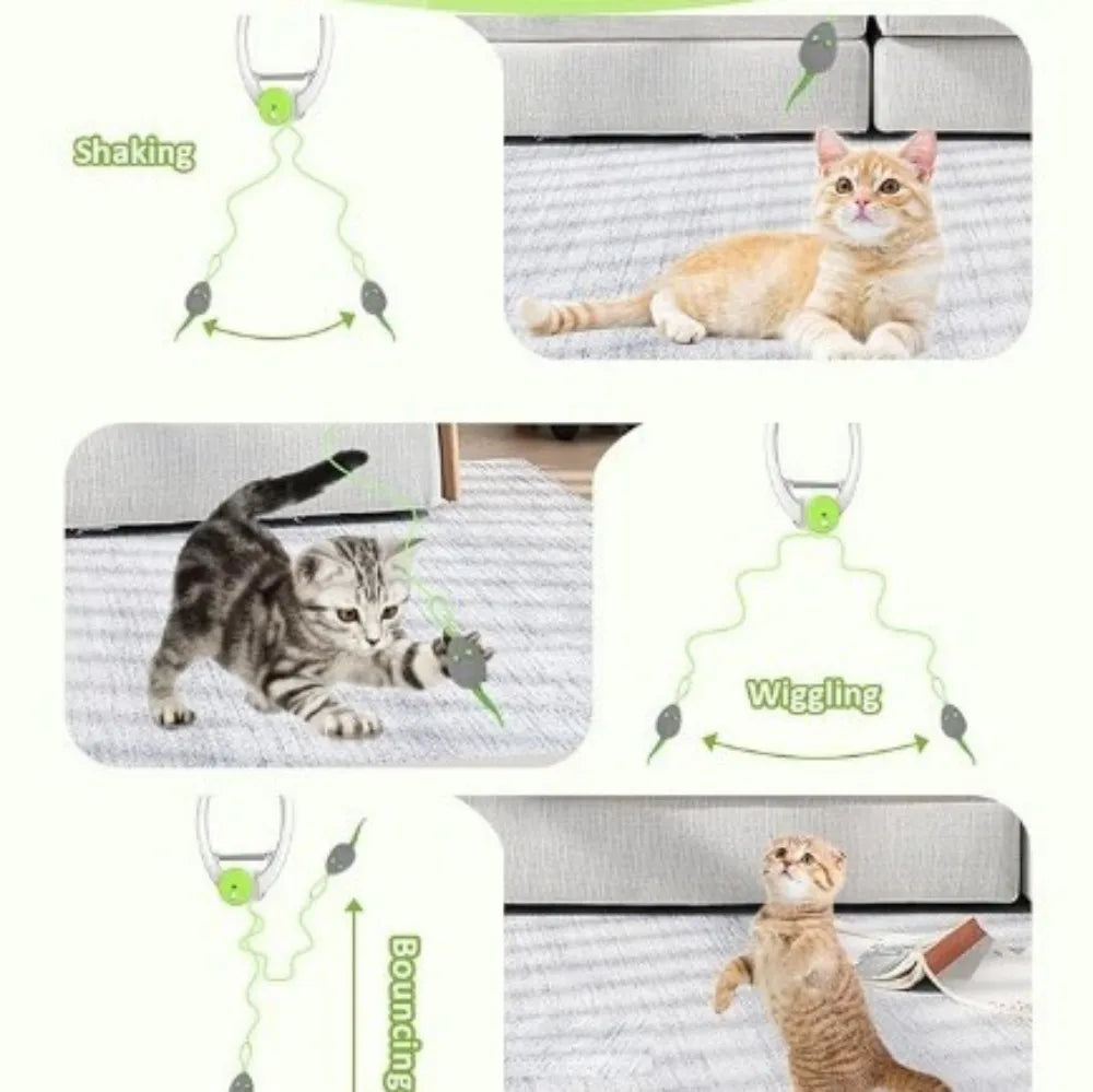 Door-Hanging Auto Cat Toy – 3 Mice, Electric Teaser