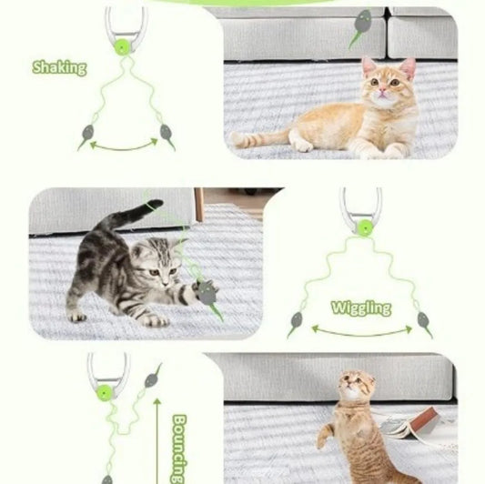 Door-Hanging Auto Cat Toy – 3 Mice, Electric Teaser