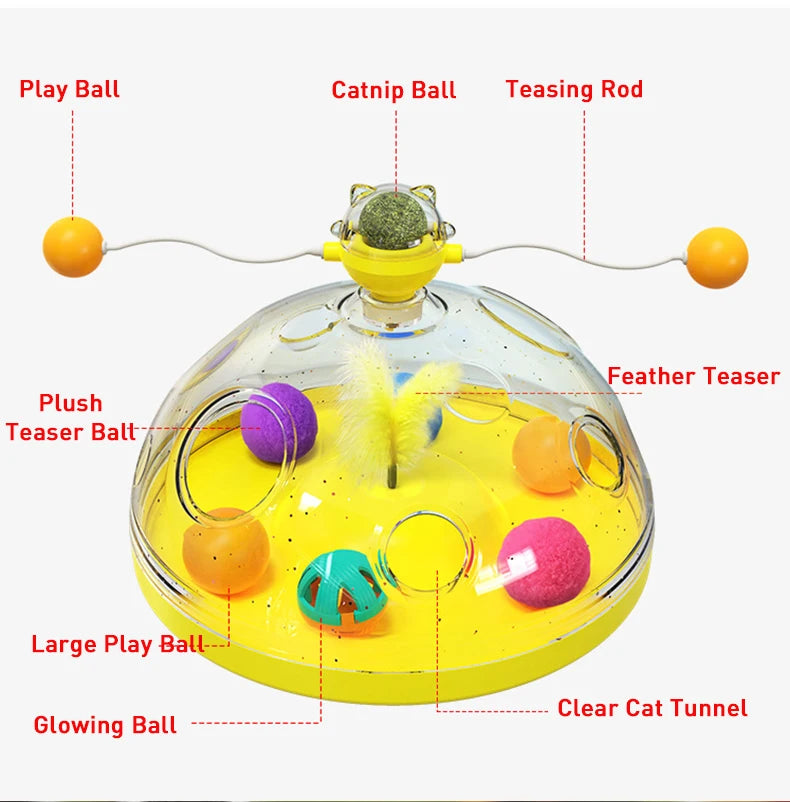 Cat Toy Box Set – Catnip Ball, Rotating Teaser Wand & Indoor Toys