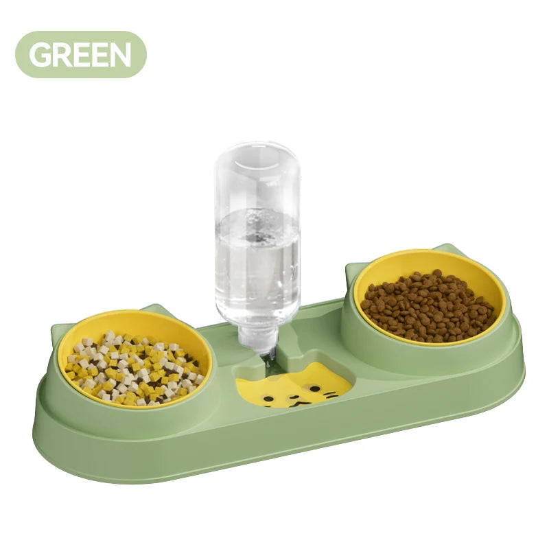 ROJECO 3-in-1 Pet Bowl Set – Auto Water Refill, Dual Feeding Bowls, Dry & Wet Separation