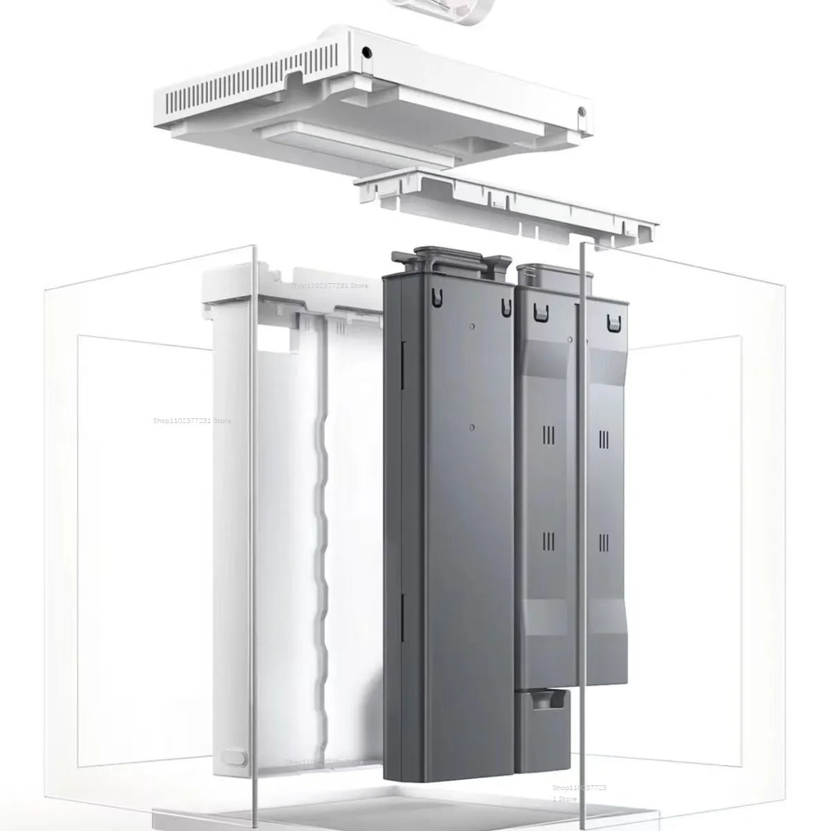 Xiaomi Mijia Smart Desktop Aquarium 10L with app-controlled feeding and filtration, sleek clear glass tank with aquatic plants.