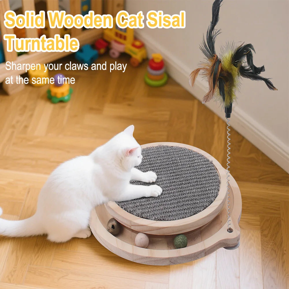 Cat Scratcher Cat Natural Sisal Scratching Pad Kitten Interactive Toy with Ball Track Ball for Chasing Hunting Mental Physical