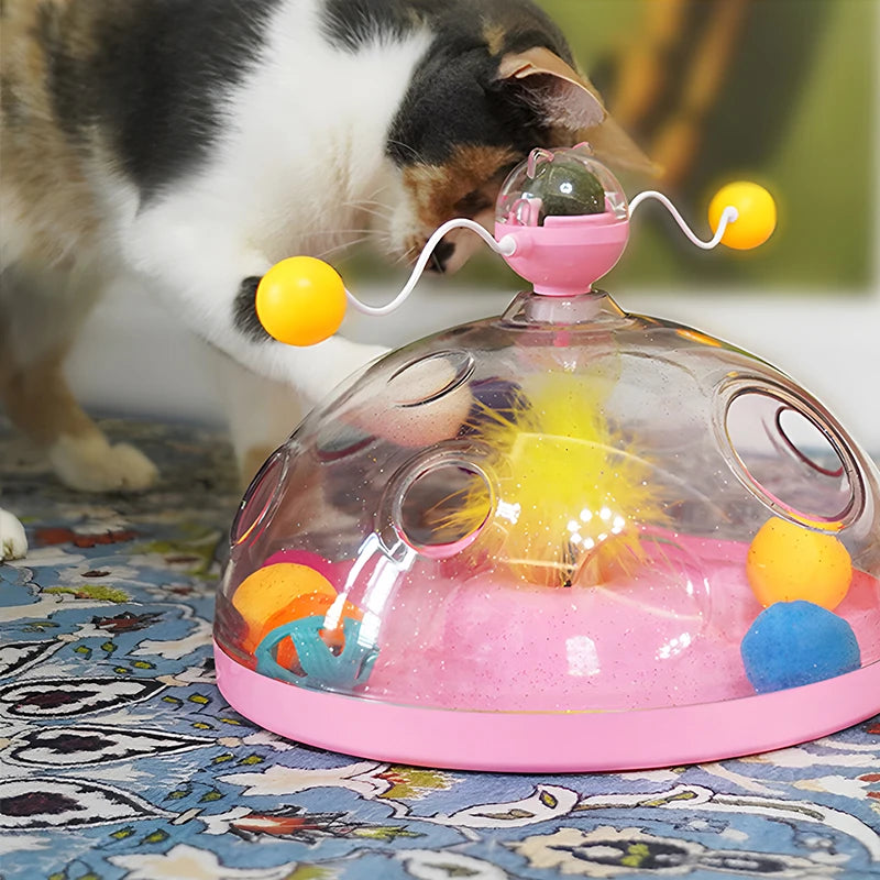 Cat Toy Box Set – Catnip Ball, Rotating Teaser Wand & Indoor Toys