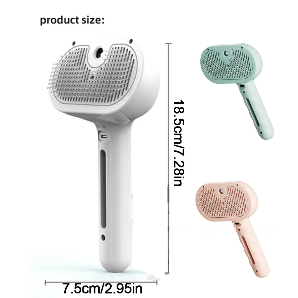3in1 Pet Steam Spray Grooming Brush for Dogs Cats Electric Hair Removal Comb Massage Anti-Tangle Steamy Floating Hair Cleaning