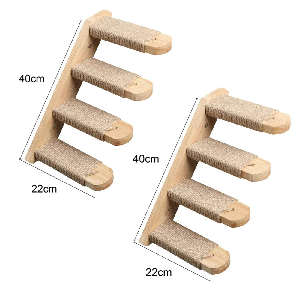 Wall-Mounted Cat Climbing Shelves with Hammock & Steps