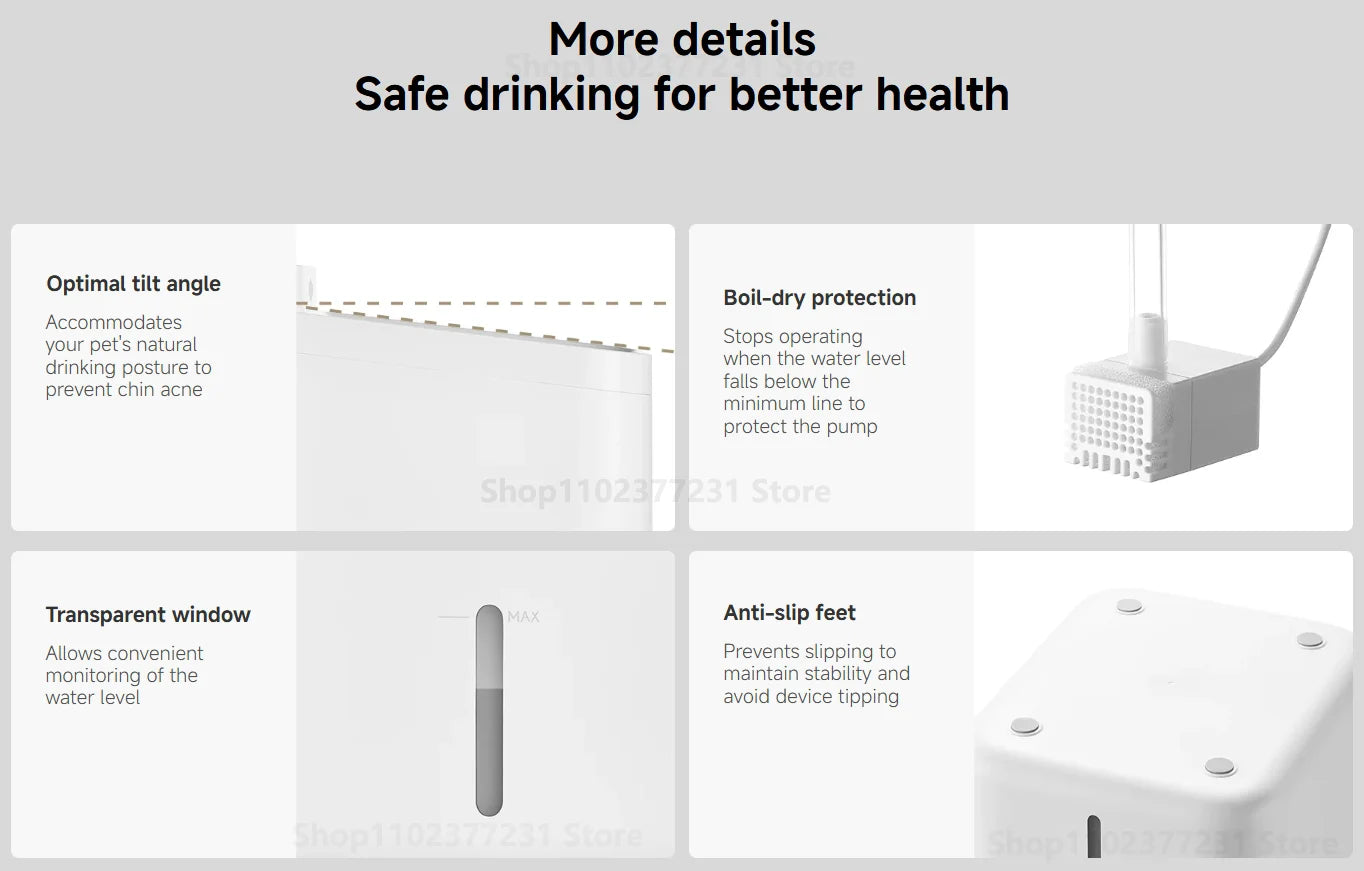 Xiaomi Mijia Smart Pet Drinking Fountain 2L by Waggy Tail, wireless auto-sensing water dispenser for cats and dogs.