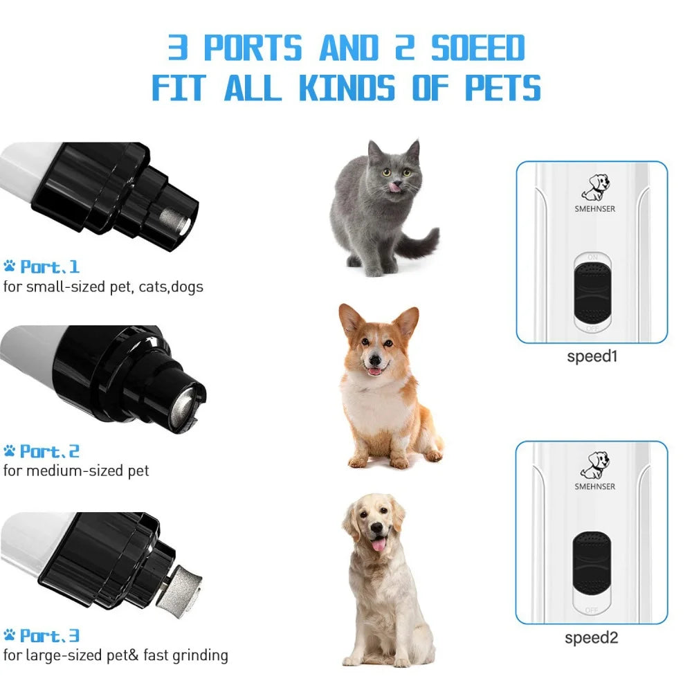 USB Rechargeable Pet Nail Grinder – Quiet & Safe for Cats & Dogs