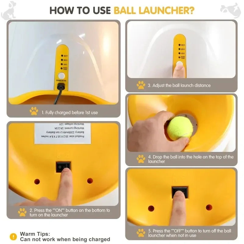 Automatic Tennis Ball Launcher for Dogs – USB Rechargeable