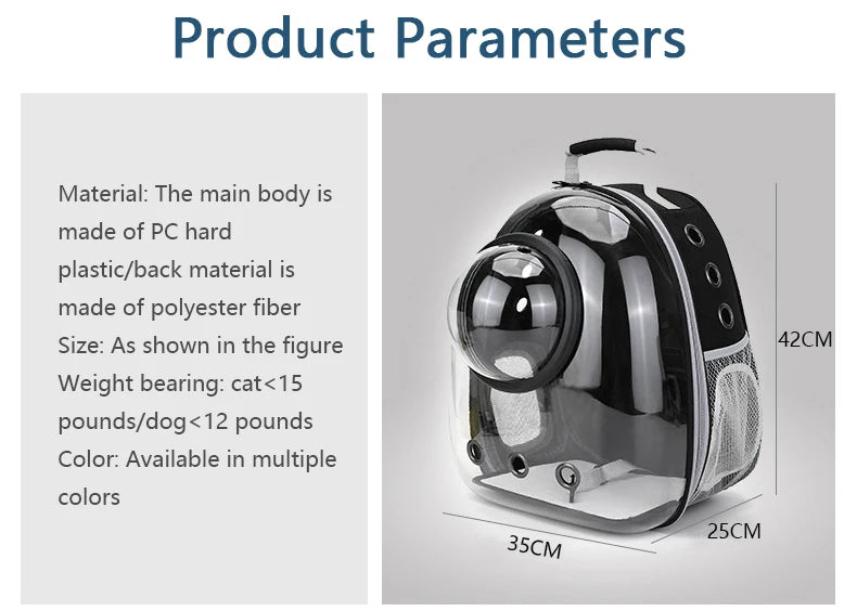 Space Capsule Transparent Pet Carrier Backpack