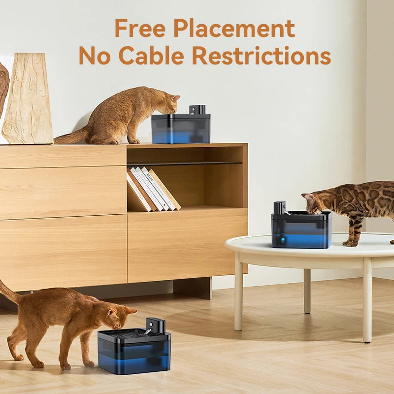 Wireless Auto Cat Water Fountain – Silent Pump, Fresh Filtered Water for Cats
