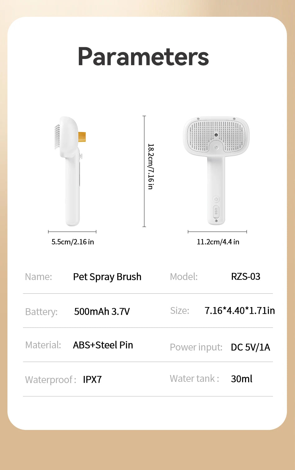 Electric Spray Pet Grooming Brush – Water Mist, Hair Removal
