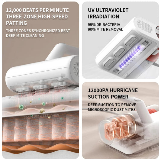 Xiaomi Mijia UV sterilization mite remover vacuum by Waggy Tail with cyclone suction, suitable for bedding and fabric cleaning.