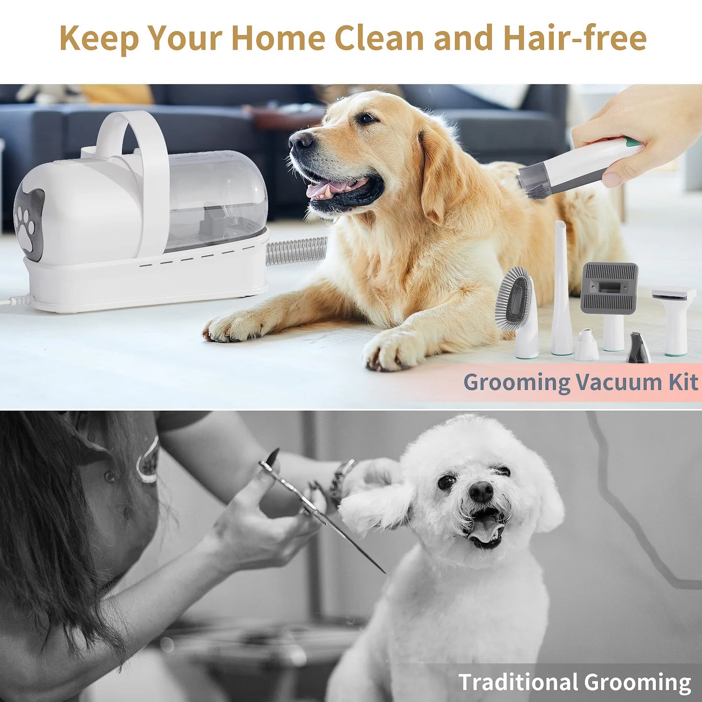 7-in-1 Pet Grooming Vacuum Kit – Hair Trimmer & Suction