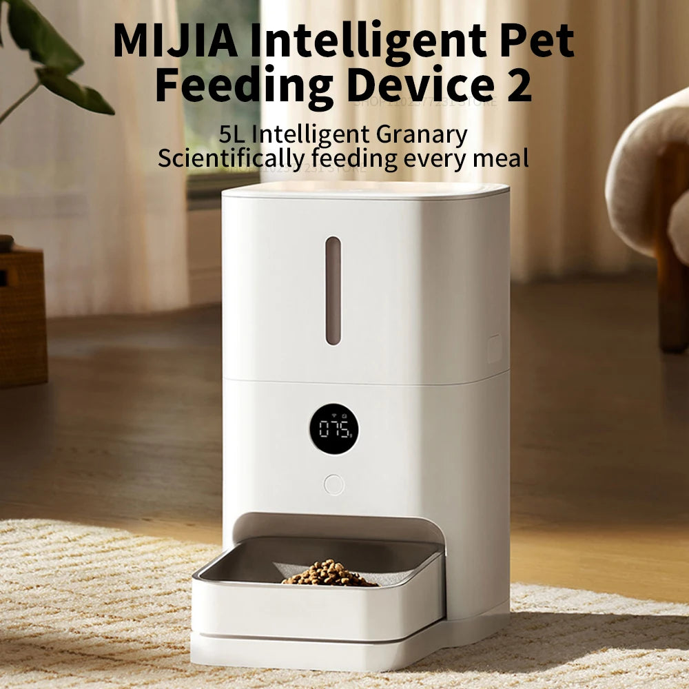New Mijia Smart Pet Feeder 2 MJWSQ02 HD-large Screen 5L Large Capacity Precise Weighing Spare battery FoodShortage Remind