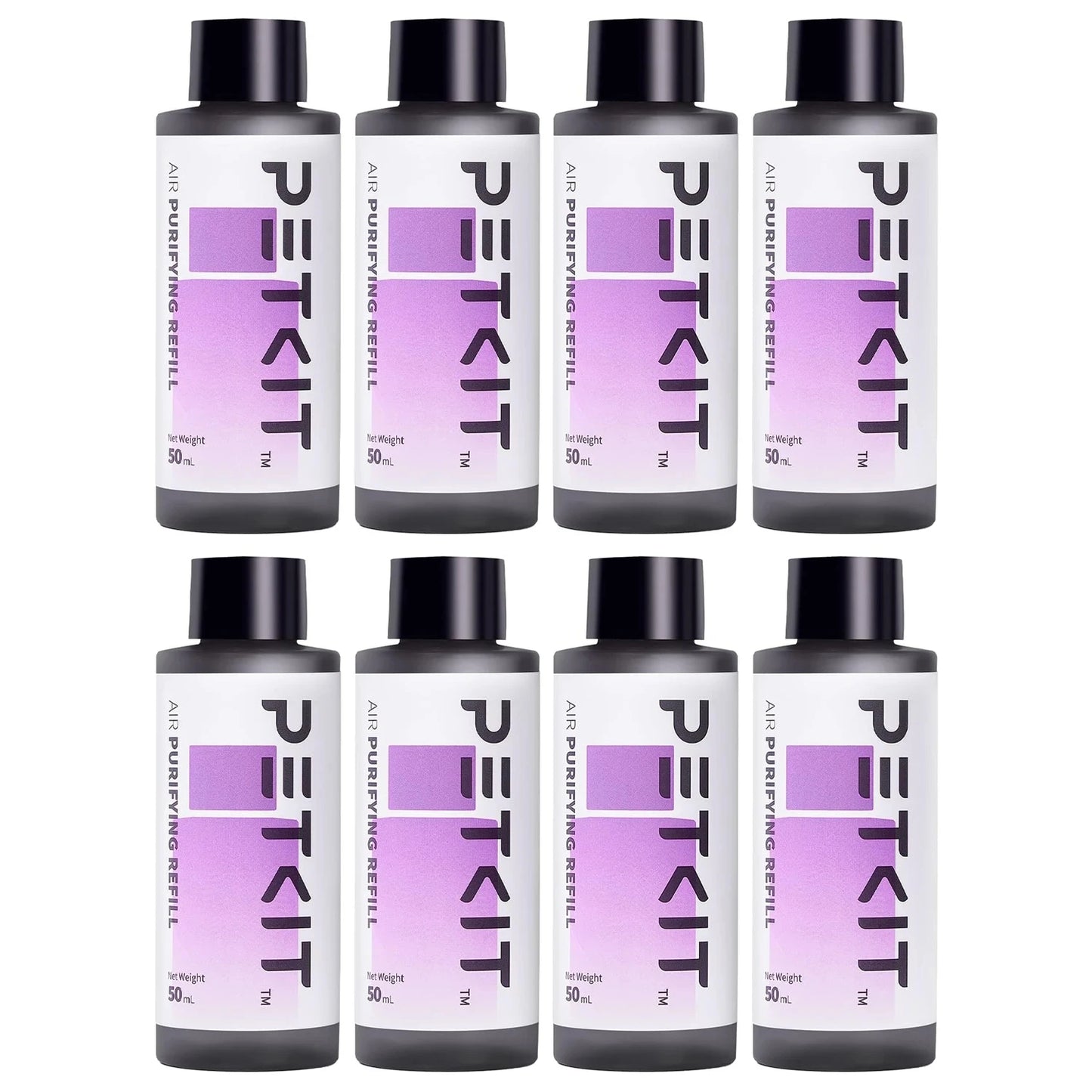 Waggy Tail smart cat litter box deodorizer and air purifying liquid refill bottle with label and cap visible in the image.