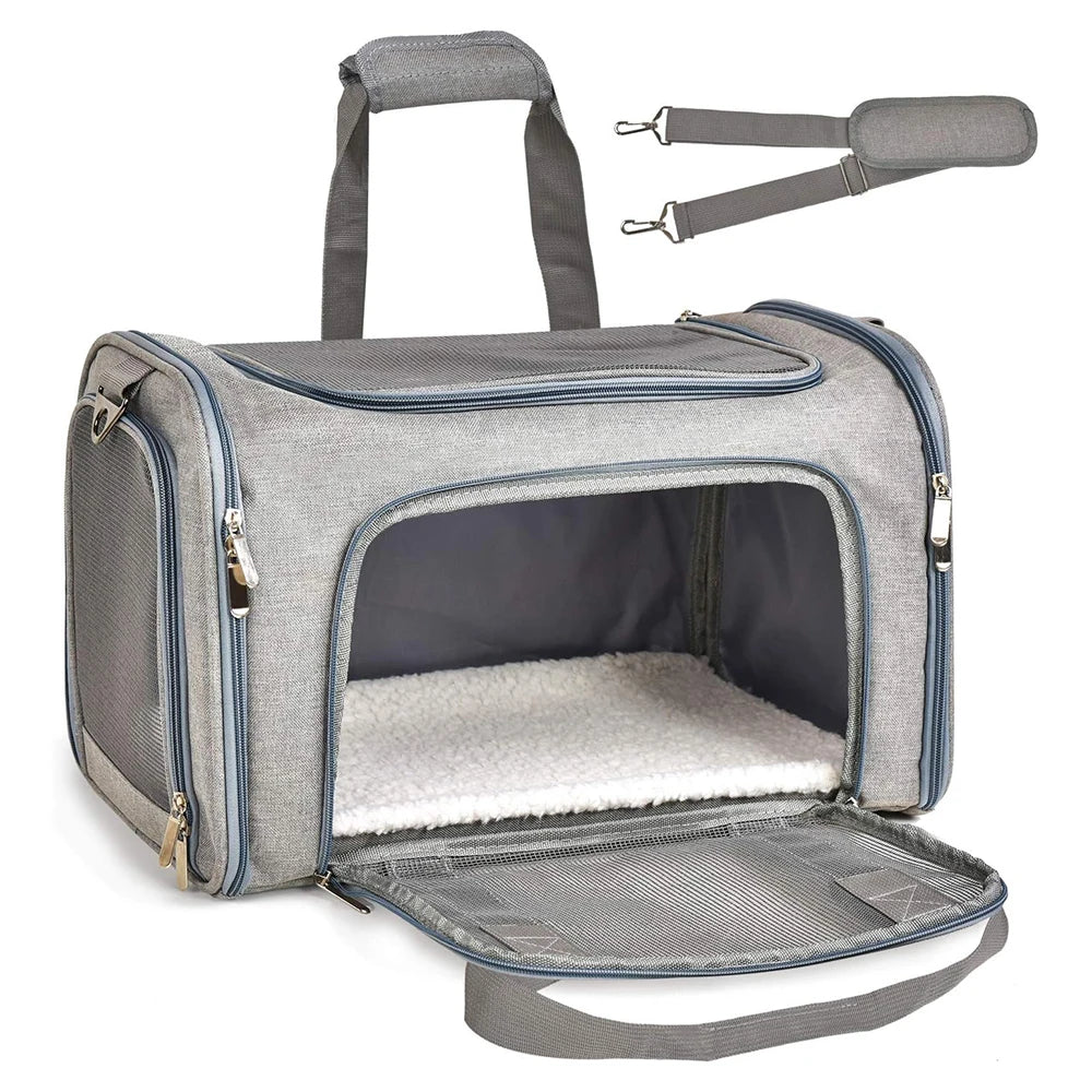 Cat & Dog Carrier for Small to Medium Pet up to 15 Lbs, Collapsible and Suitable for Travel