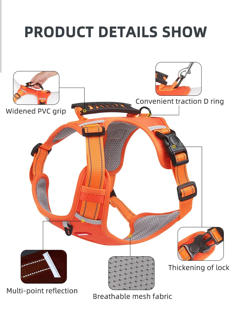 Adjustable Oxford Dog Harness Vest – Reflective Walking
